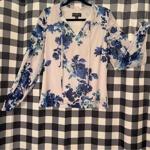Blue Floral Women's Blouse Buisness